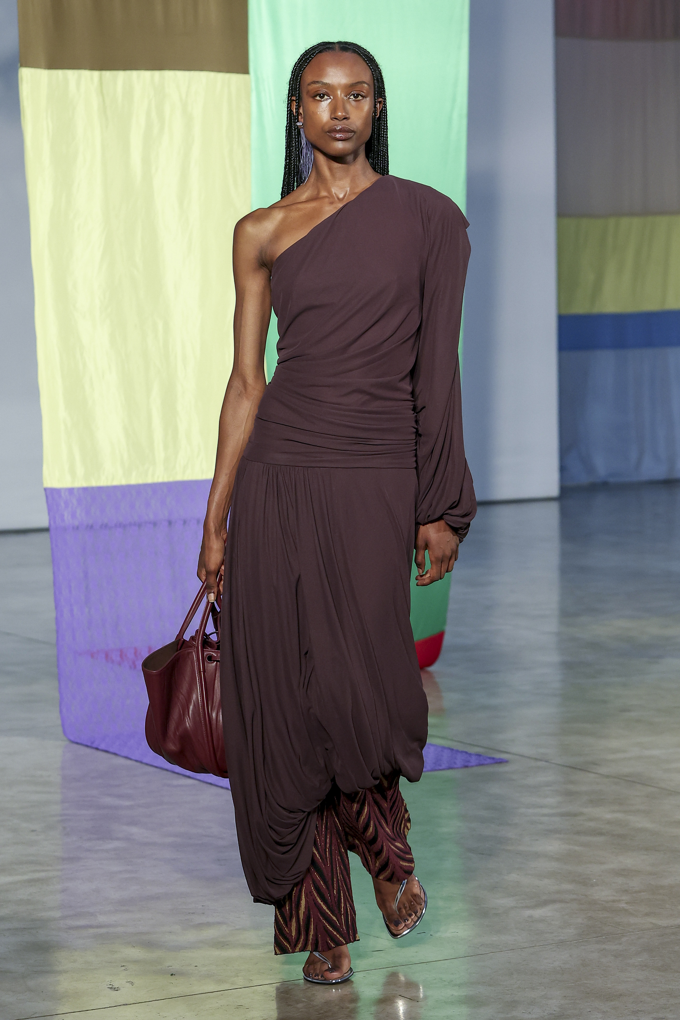 Proenza Spring Summer 2026 One Shoulder Dress over Pants
