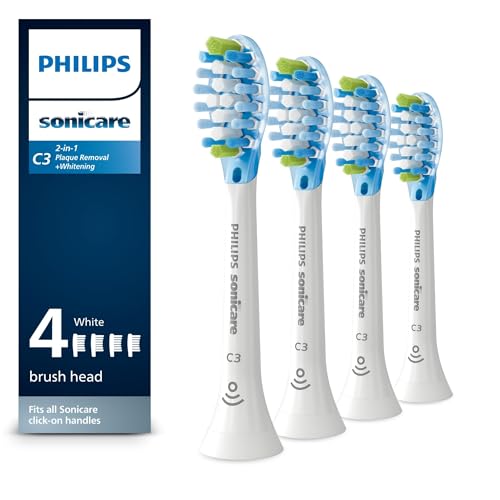 Philips Sonicare C3 Two-In-One Brush Heads, 4-Pack, 1 Year Supply, White