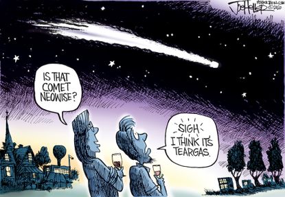 Editorial Cartoon U.S. comet neowise tear gas Portland