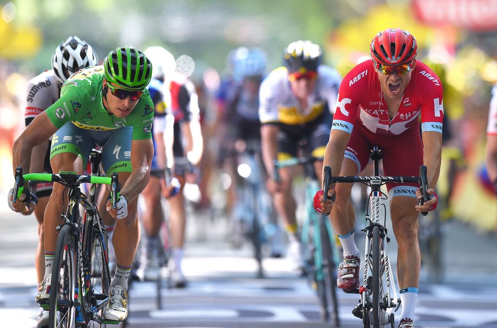 Peter Sagan just got the better of Alexander Kristoff on the line in Berne