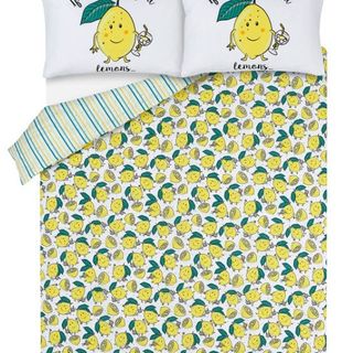 bedsheet and pillow cover with lemon prints