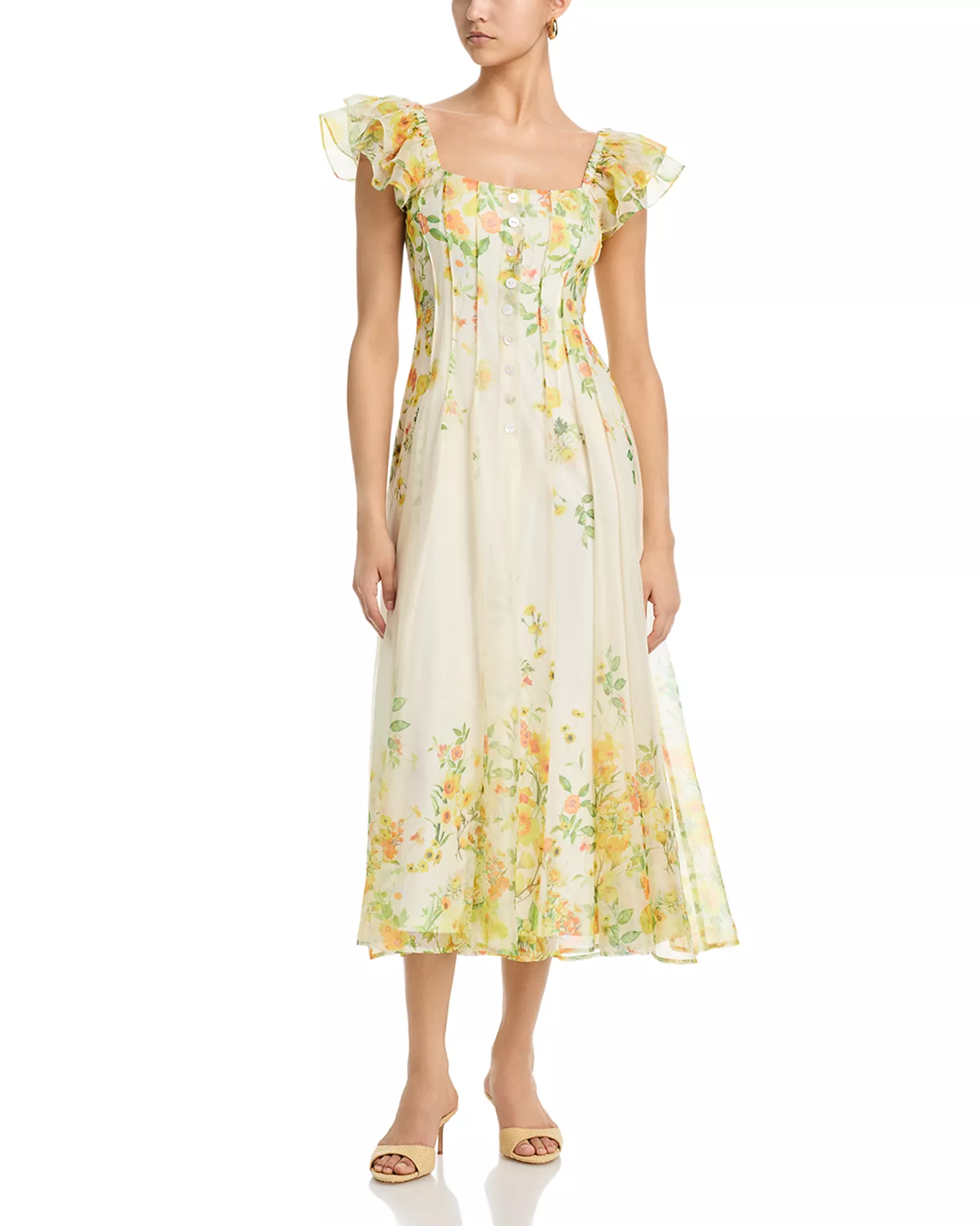 Floral Print Button Front Dress - Exclusive