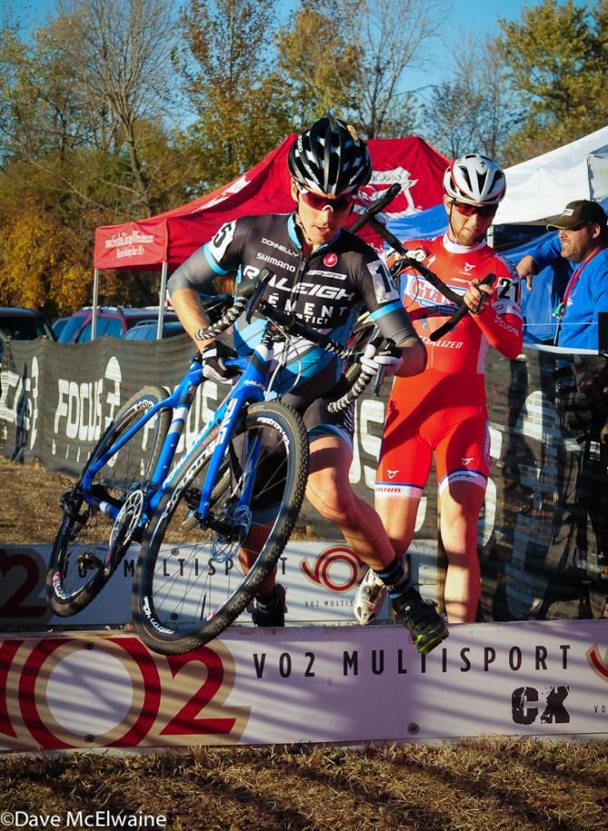 Allen Krughoff (Raleigh Clement) running the barriers at the back of the course