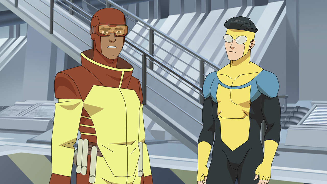 Rex and Mark standing in a GDA lab in Invincible season 3