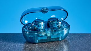 A pair of Glass Blue Sony WF-C710N wireless earbuds.