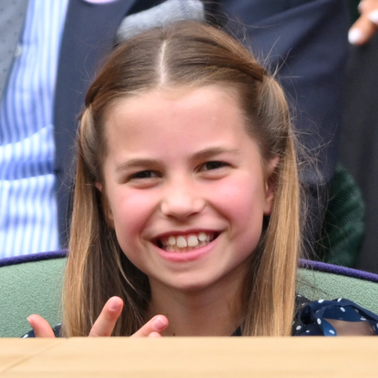 Princess Charlotte and mom Princess Kate attend the men's final at Wimbledon Tennis Championships on July 14, 2024.