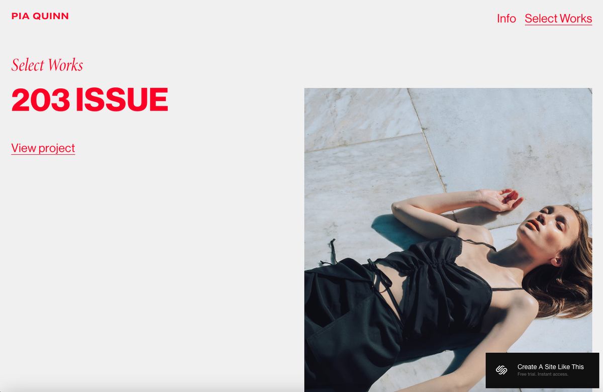 screenshot of Squarespace template
