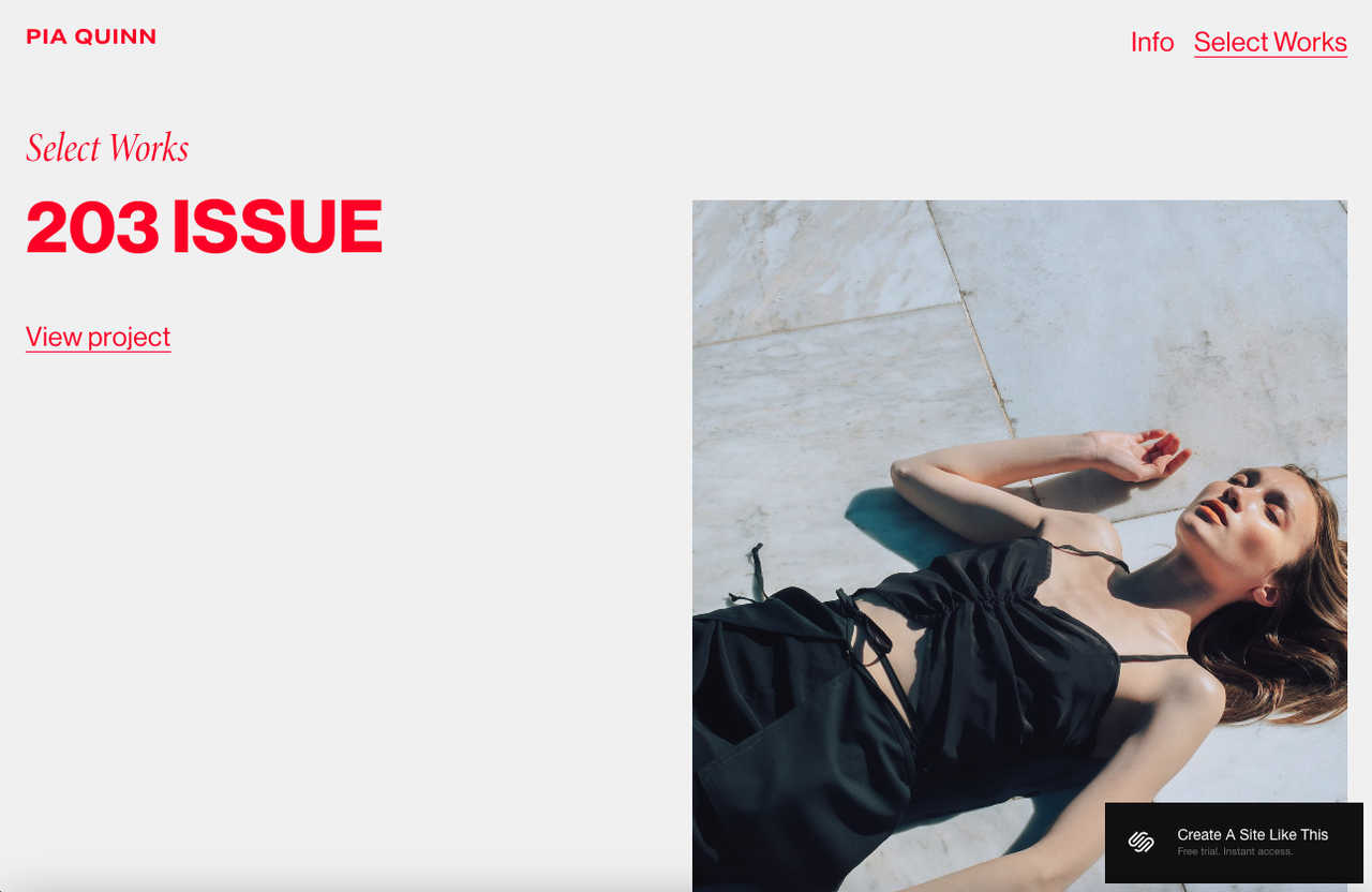 screenshot of Squarespace template