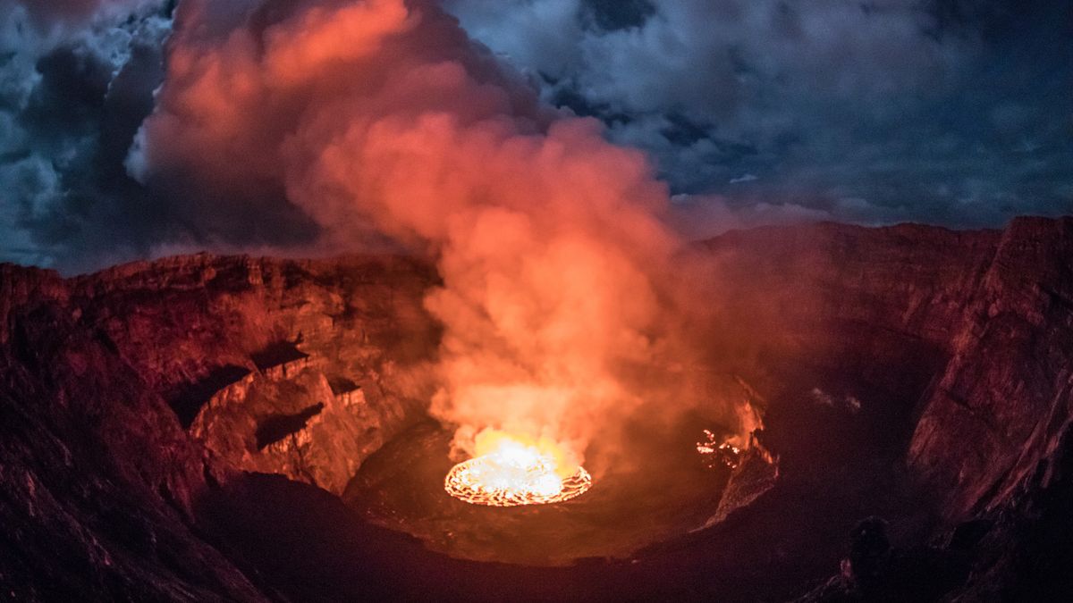 Mount Nyiragongo shown here during a past eruption.