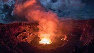 Mount Nyiragongo shown here during a past eruption.