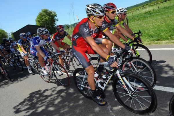 Lance Armstrong (Team RadioShack) rides comfortably in the peloton.