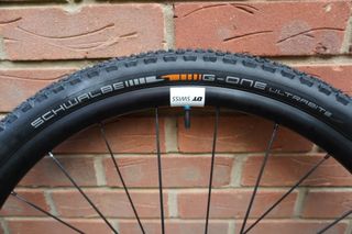 Schwalbe G-One Ultrabite gravel bike tire mounted on a rim