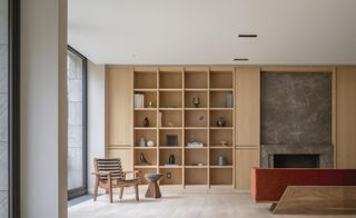 living space joinery and bookshelves at Casa Agua