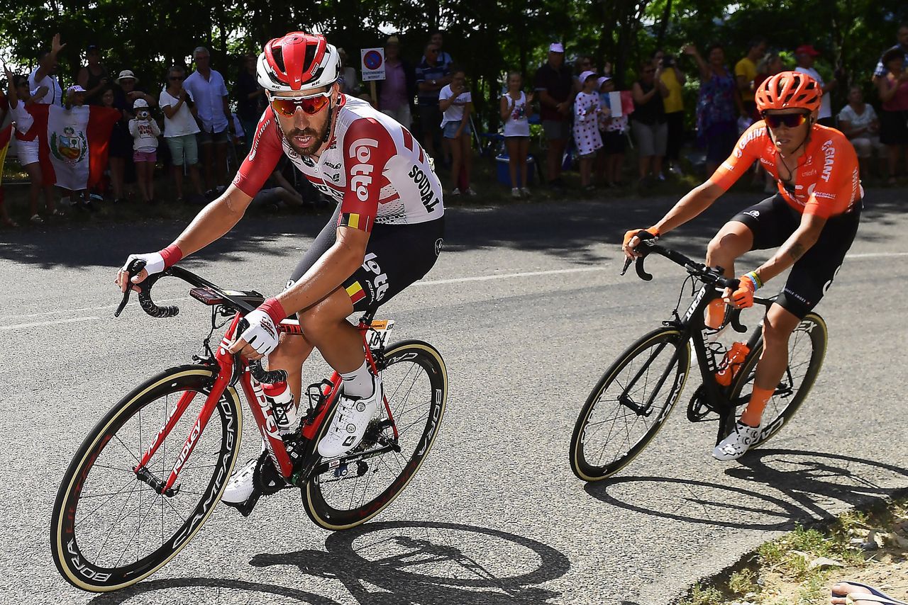 Thomas de Gendt (Lotto Soudal) and Alessandro de Marchi (CCC Team)