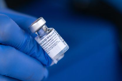 A coronavirus vaccine vial.