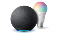 Echo (4th Gen) | Charcoal with Sengled Bluetooth Color bulb | Alexa smart home starter kit