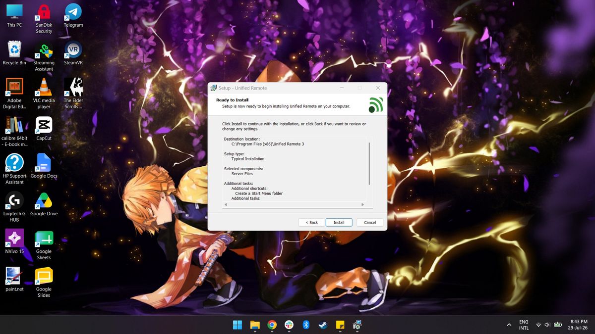 Unified Remote remote mouse app setup on Windows PC