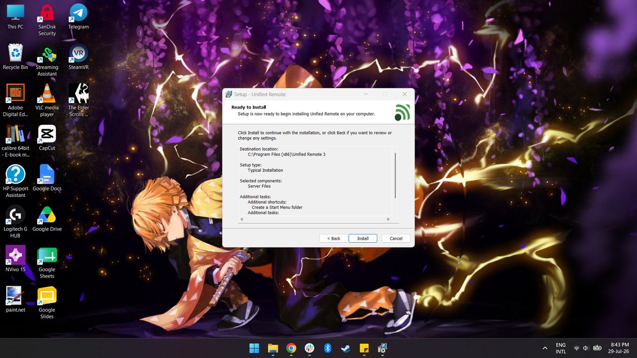 Unified Remote remote mouse app setup on Windows PC