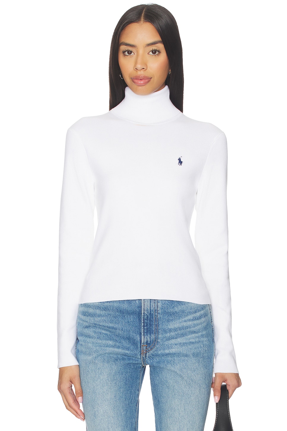 Pima Cotton Shrunken Long Sleeve Turtleneck Pullover
