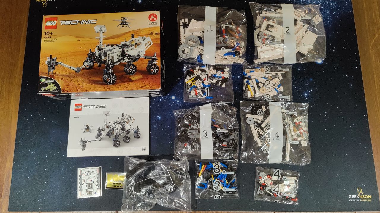Photo of the Lego NASA Mars Rover Perseverance being built.