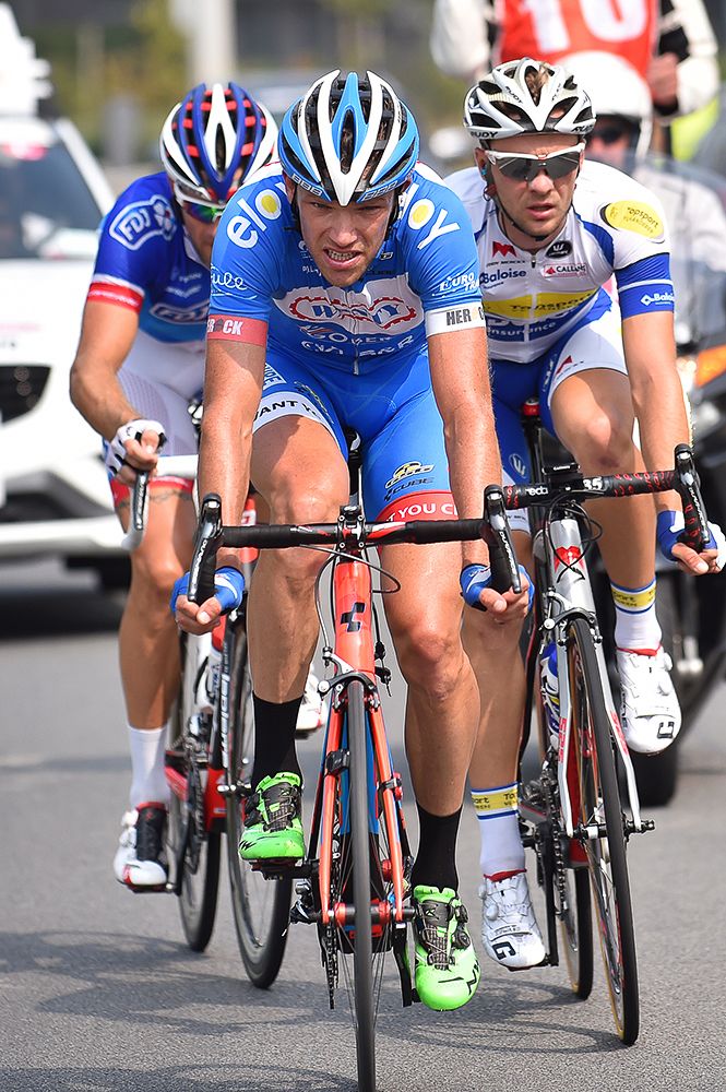 David Boucher (FDJ), Edward Theuns (Topsport Vlaanderen-Baloise) and Frederik Veuchelen (Wanty-Groupe Gobert) in the breakaway