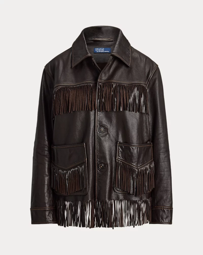 Fringe Trim Leather Shirt