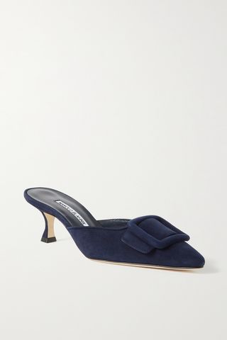 Maysale 50 Buckled Suede Mules