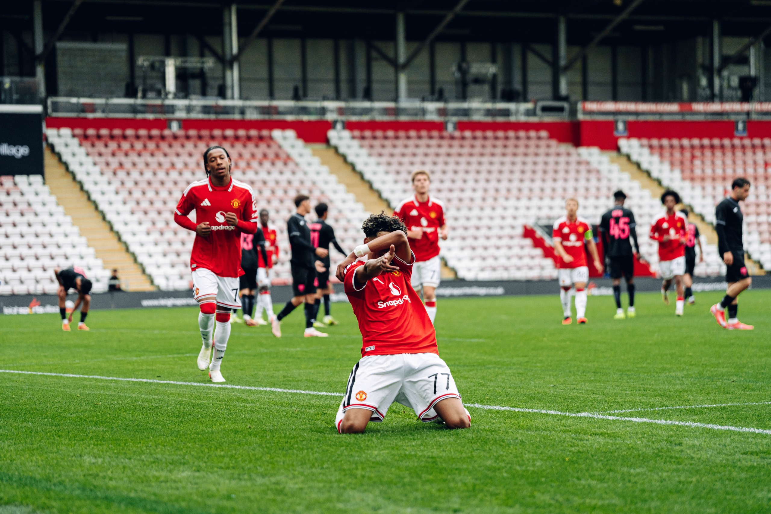 JJ Gabriel celebrates scoring against Sabah in the UEFA Youth League