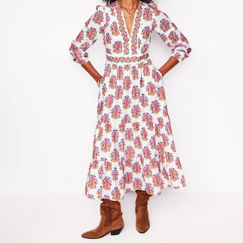 Boden Violet Cotton Midi Dress