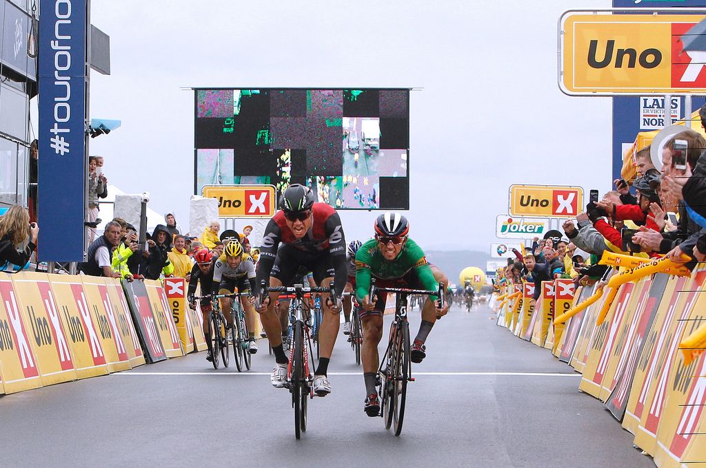 Edvald Boasson Hagen (Dimension Data) beats Sondre Holst Enger (Norway National Team) to the win