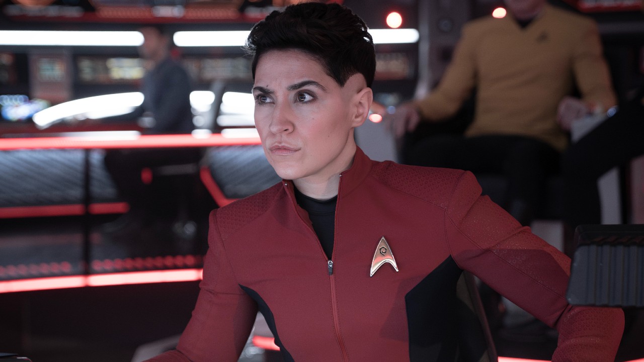 Ortegas looking suspiciously at the space between her