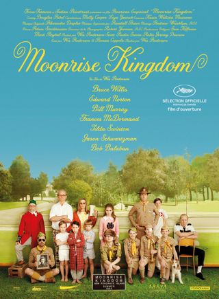 film poster for Moonrise Kingdom with swirly typography created by Jessica Hische