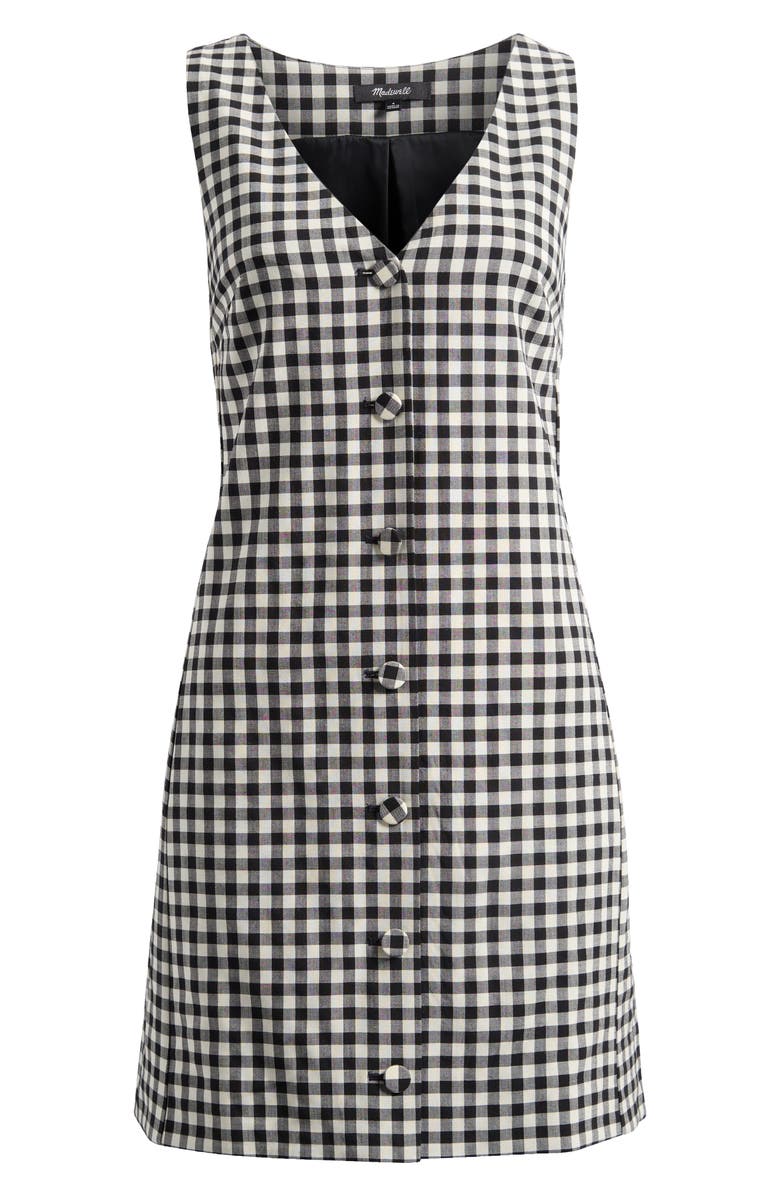 Gingham V-Neck Wool Blend Vest Minidress