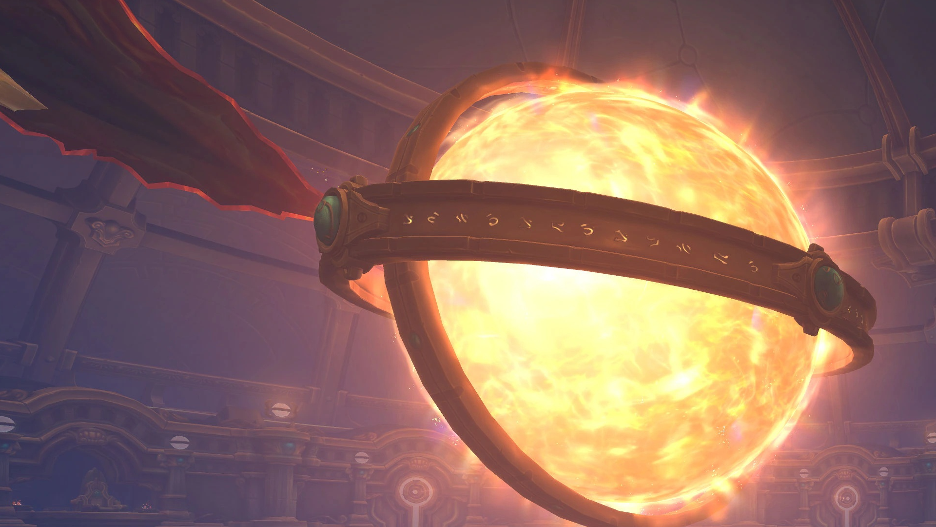 An image of Sargeras' sword nearly piercing the Worldsoul in World of Warcraft.