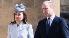 Catherine, Princess of Wales and Prince William attend Easter Sunday service at St George's Chapel on April 21, 2019 