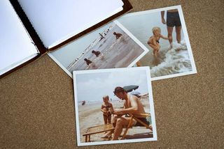 Old photo album with family photos.