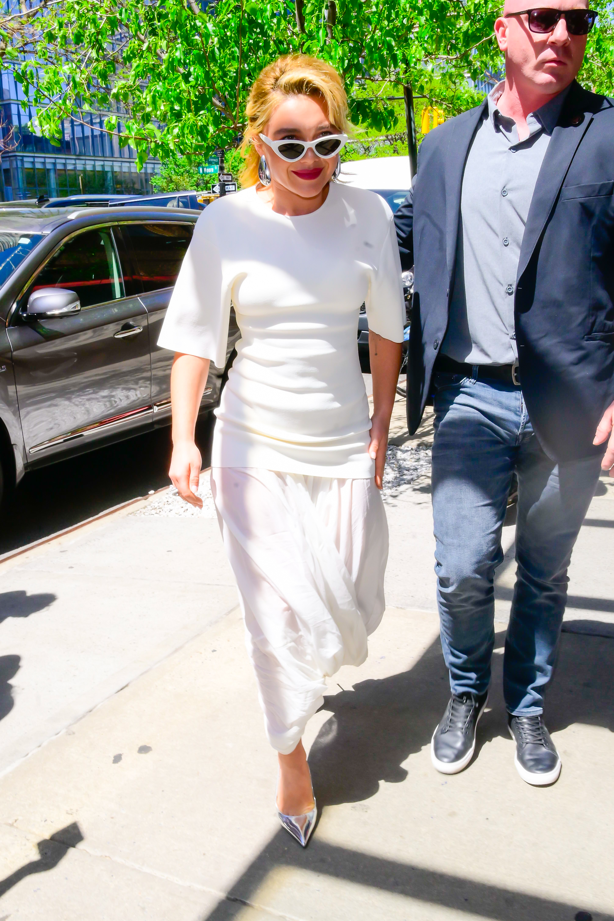 Florence Pugh is seen in SoHo on April 30, 2025 in New York City.