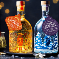 Clementine &amp; Spiced Sugar Plum Light up Snow Globe Gin Liqueur Duo - WAS £30, NOW £20, SAVE £10 | M&amp;S