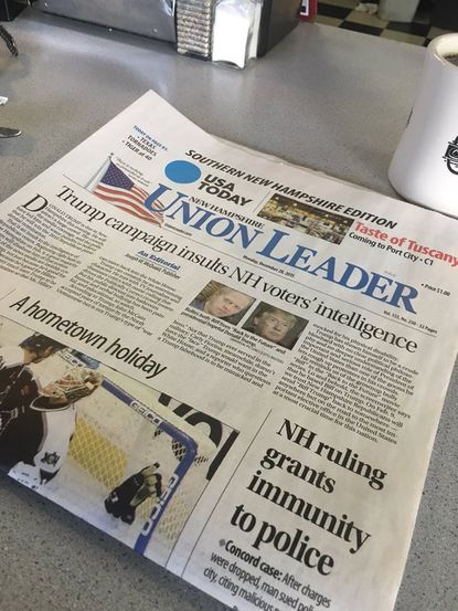The front-page editorial in the 'Union Leader'
