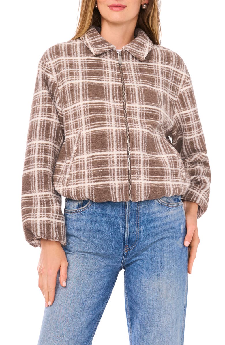 Plaid High Pile Fleece Bubble Jacket