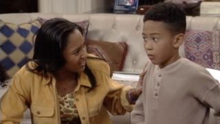 Tamera Campbell (Tamera Mowry) and T.J. Henderson (Tahj Mowry) talk on Sister, Sister