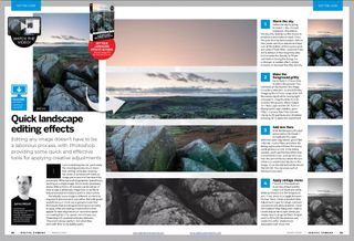Image of the two pages of Photoshop tutorial Get the Look in Digital Camera magazine March 2024