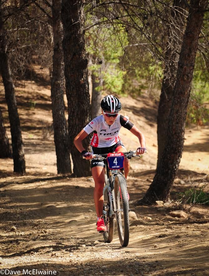 Emily Batty (Trek Factory Racing) owned third place the entire race
