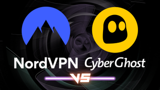 NordVPN and CyberGhost logos on a dark background