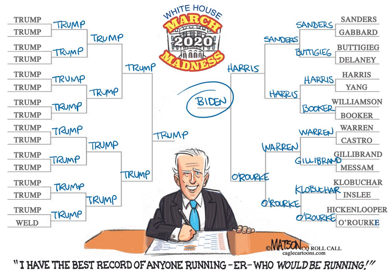 Political cartoon U.S. Joe Biden march madness 2020