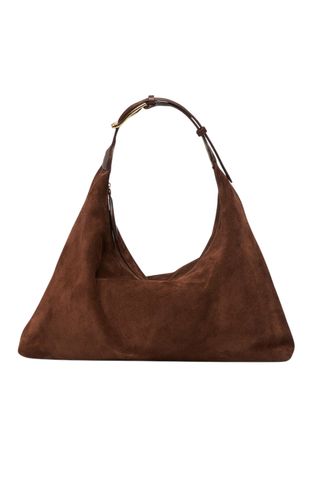 Liffner, Pillow Shoulder Bag Suede Dark Brown