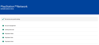PlayStation network status page as of 2-8-25 3:45 Pacific