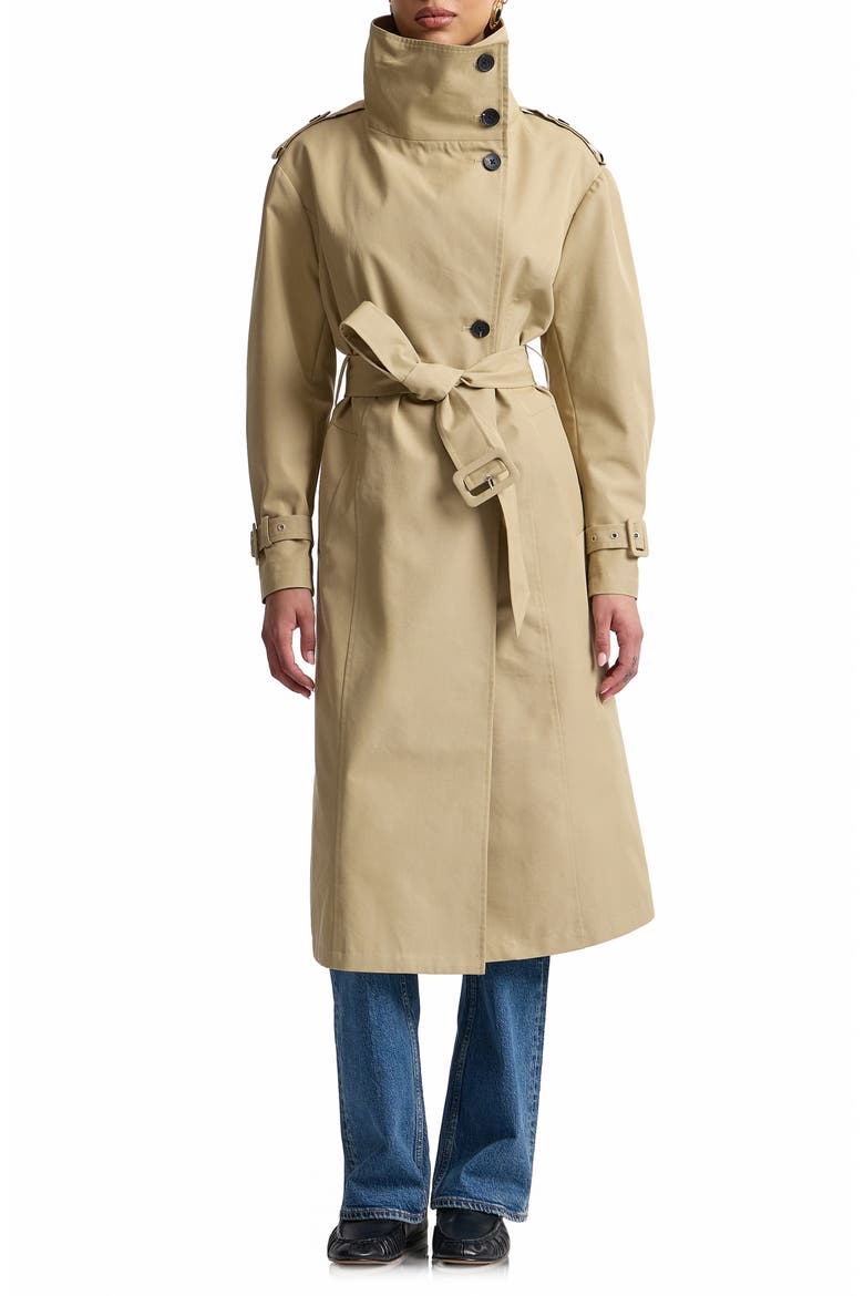 Avec Les Filles Belted Cotton Blend Trench Coat