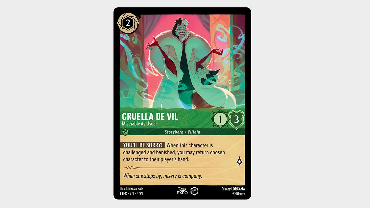 Disney Lorcana D23 Expo Cruella De Vil card
