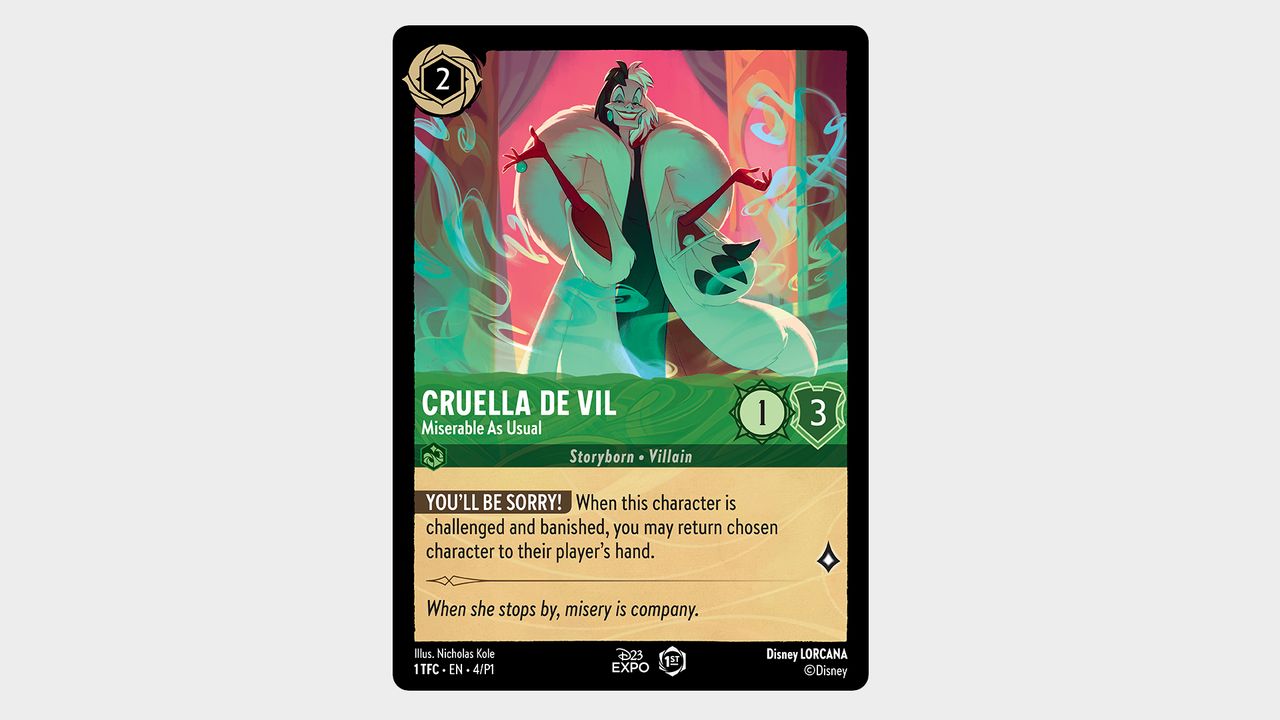 Disney Lorcana D23 Expo Cruella De Vil card